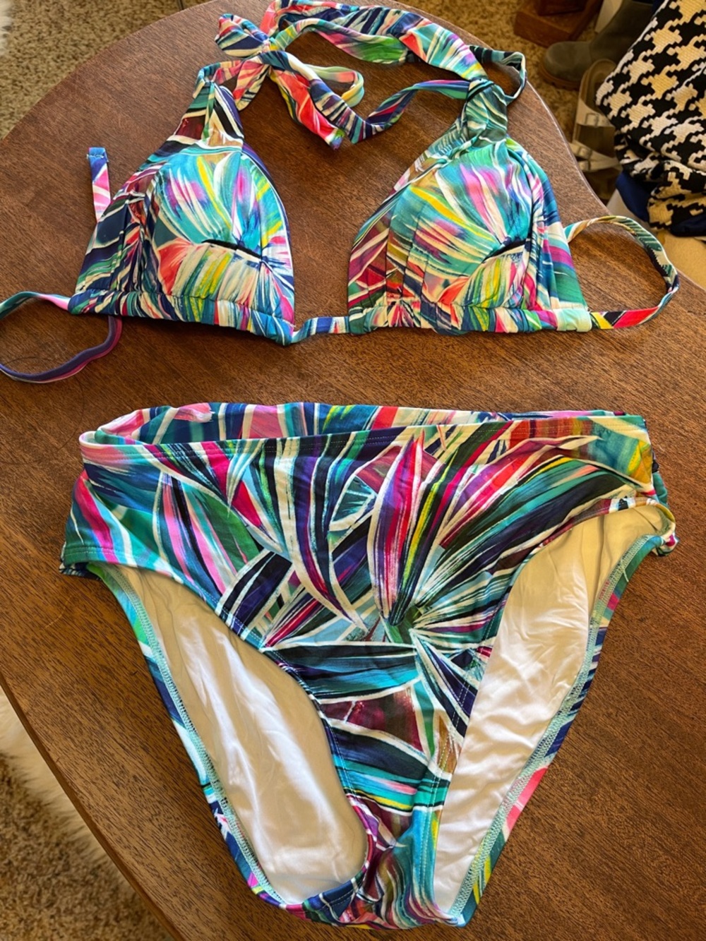 Multicolor Bikini with Abstract Brush Print